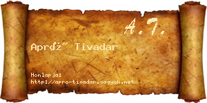 Apró Tivadar névjegykártya