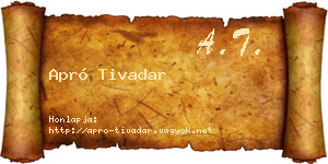 Apró Tivadar névjegykártya